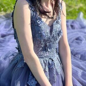 Elegant Purple Lace Prom Dress